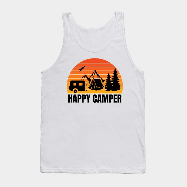 Happy Camper Retro Sunset Tank Top by Whimsical Frank